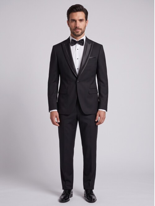 Black Removable Shawl Lapel Slim Fit Tuxedo