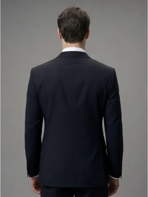 Black Peak Lapel Tuxedo with Integrated Vest