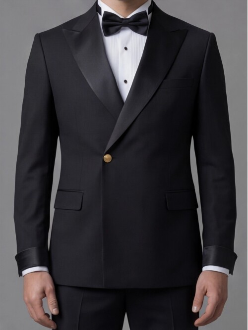 Black Peak Lapel Double-Breasted Tuxedo