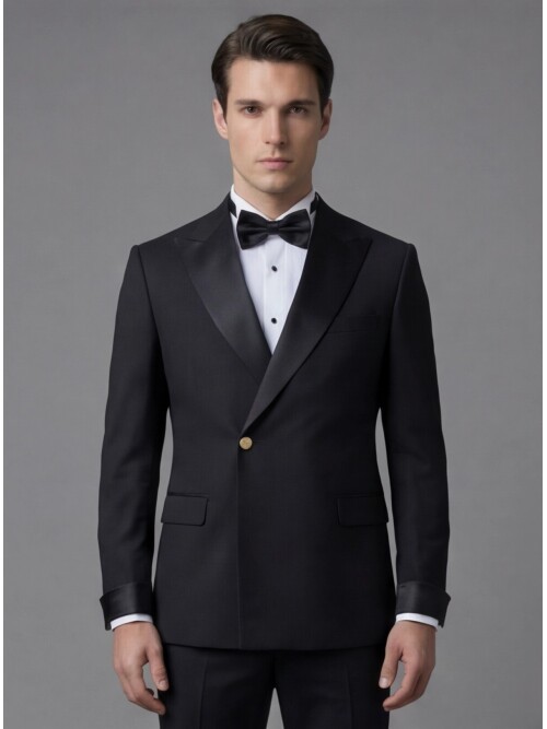 Black Peak Lapel Double-Breasted Tuxedo