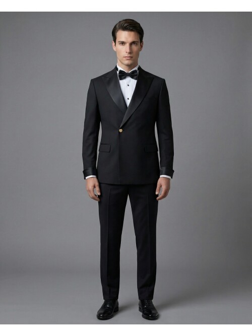 Black Peak Lapel Double-Breasted Tuxedo