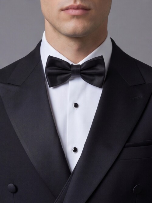 Black Pointed Collar Double-Breasted Groom Suit