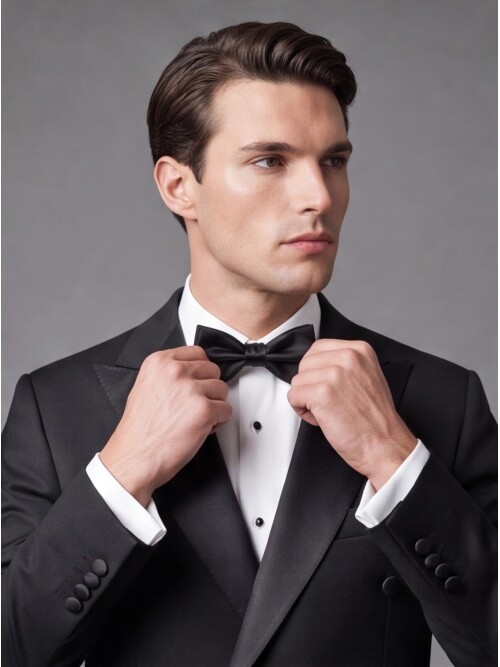 Siyah Sivri Yaka Kruvaze Slim Fit Damatlık