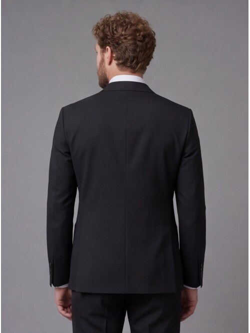 Black Peak Lapel Slim Fit 2-Button Patch Pocket Suit