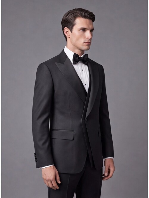 Siyah Sivri Yaka Slim Fit Damatlık