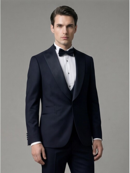 Black Peak Lapel Three-Piece Tuxedo
