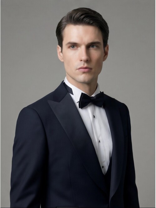 Black Peak Lapel Three-Piece Tuxedo