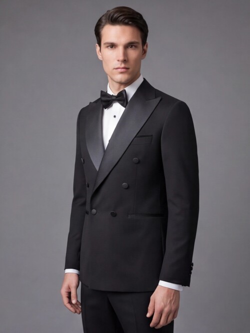 Siyah Slim Fit Kruvaze Damatlık