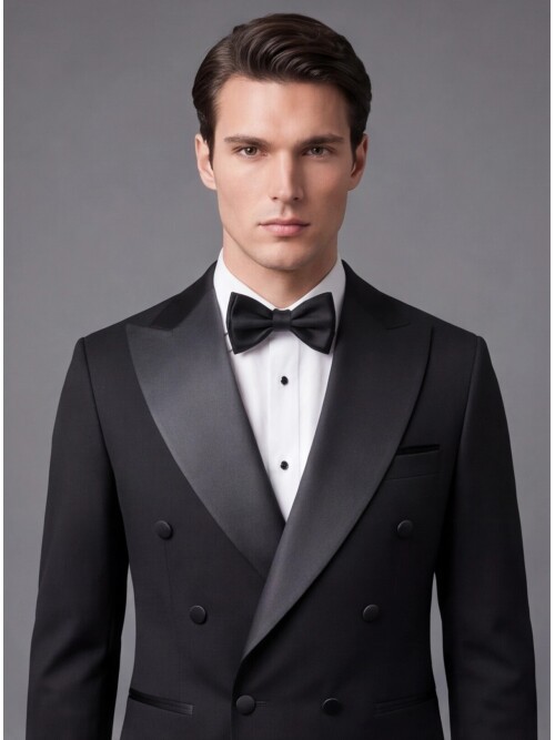 Siyah Slim Fit Kruvaze Damatlık
