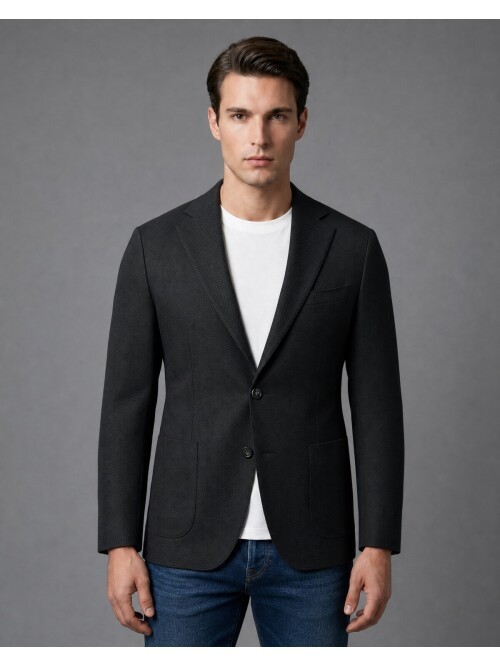 Black Slim Fit Single Breasted Patch Pocket Blazer