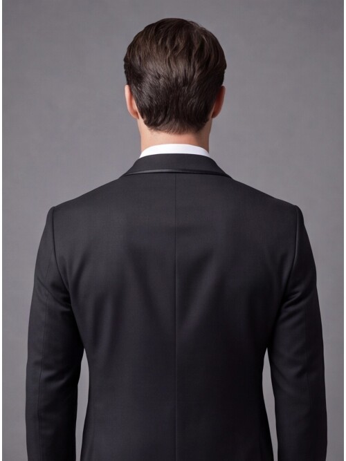Siyah Slim Fit Şal Yaka Tek Düğme Damatlık