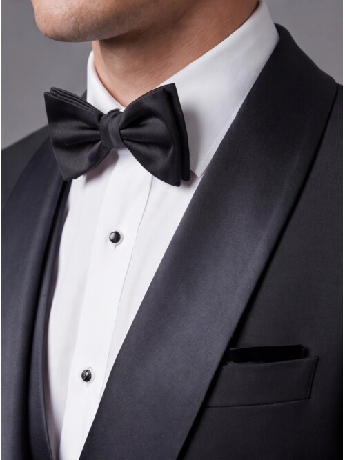 Siyah Slim Fit Şal Yaka Zincir Düğmeli Damatlık