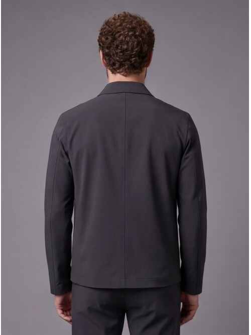 Black Casual Shirt-Collar Comfort Fit Suit