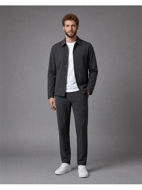 Black Casual Shirt-Collar Comfort Fit Suit
