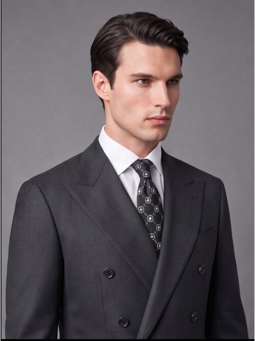 Black Wool Double-Breasted Suit