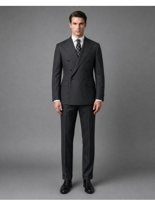 Black Wool Double-Breasted Suit