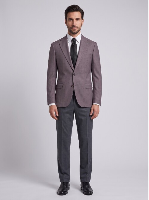 Suit with Burgundy Accents