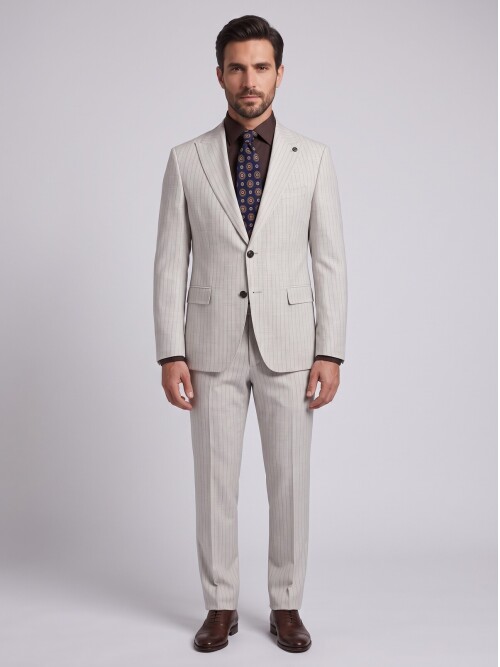 Striped Beige Suit