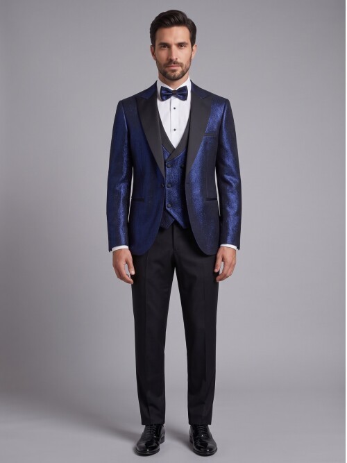Navy Blue Peak Lapel Tuxedo