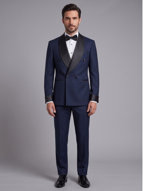Navy Blue Sawl Lapel Tuxedo