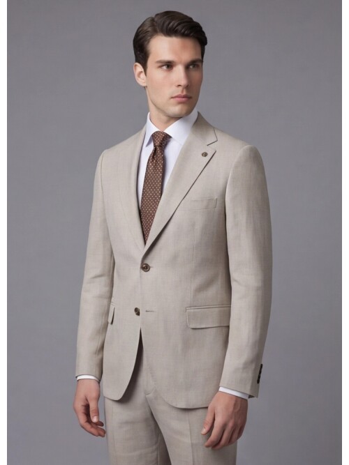 Taş Mono Yaka İki Düğmeli Slim Fit Takım Elbise