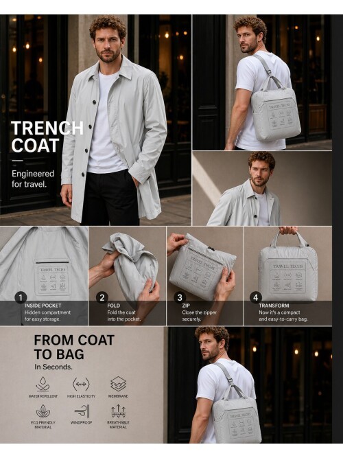 Taş Rengi Gömlek Yaka Beş Düğmeli Comfort Fit Tam Astarlı Yağmurluk