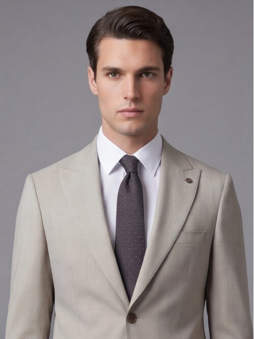 Taş Sivri Yaka İki Düğmeli Slim Fit Takım Elbise