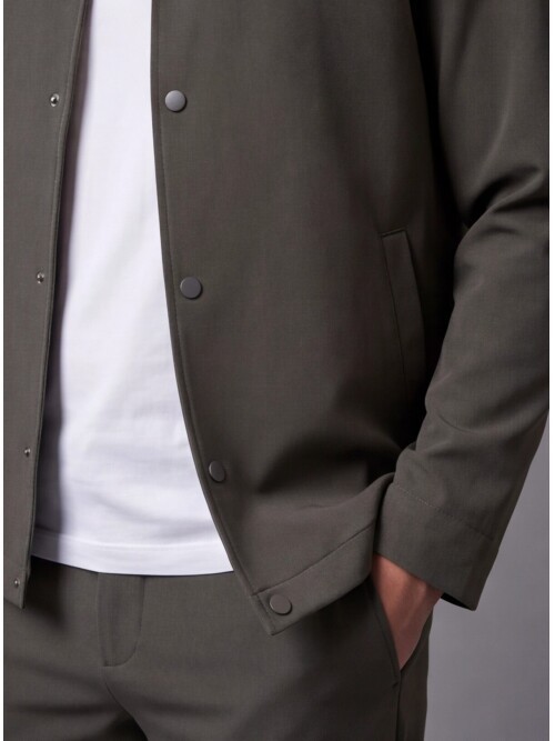 Green Casual Shirt-Collar Comfort Fit Suit