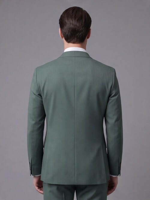 Yeşil Yünlü Sivri Yaka Comfort Fit Takım Elbise