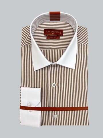 SUIT SARTORIA BROWN STRIPED SHIRT 6055