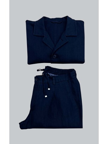 SUIT SARTORIA NAVY BLUE LINEN SUIT 2376