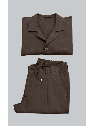SUIT SARTORIA BROWN LINEN SUIT 2376