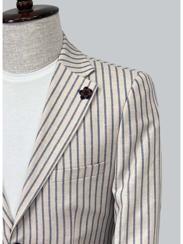 SUIT SARTORIA BLUE STRIPED LINEN JACKET 4351