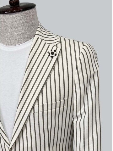 SUIT SARTORIA GREEN STRIPED LINEN JACKET 4351