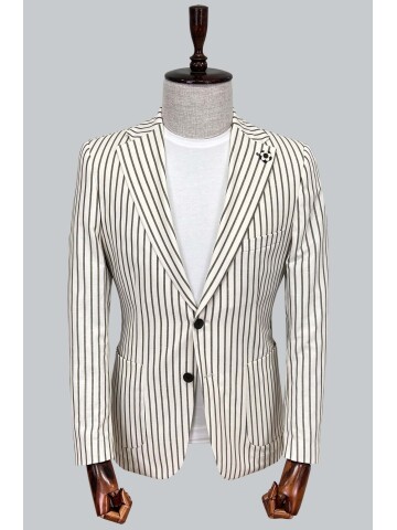 SUIT SARTORIA GREEN STRIPED LINEN JACKET 4351