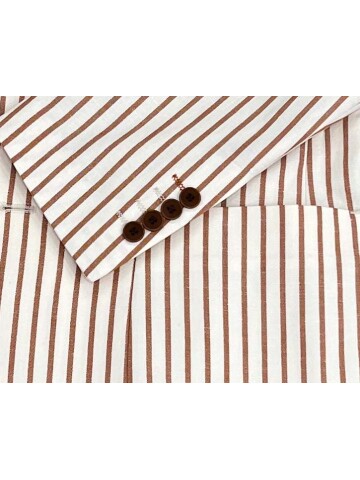 SUIT SARTORIA BROWN STRIPED LINEN JACKET 4351