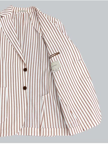 SUIT SARTORIA BROWN STRIPED LINEN JACKET 4351