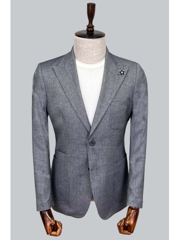 SUIT SARTORIA NAVY BLUE LINEN JACKET 4344