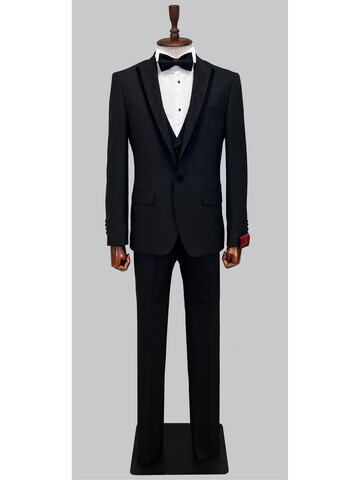 SUIT SARTORIA ÇIKMA YAKA SİYAH DAMATLIK 5063