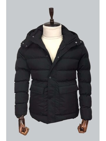 SİYAH KAPİŞONLU MONT 8092
