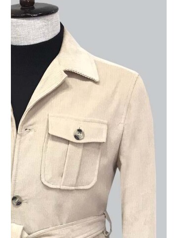 SUIT SARTORIA BEJ KADİFE KABAN 8126