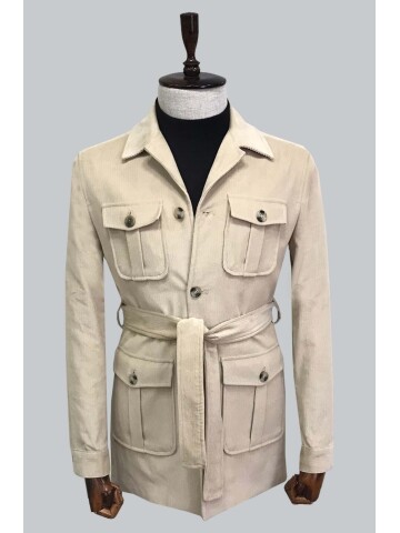 SUIT SARTORIA BEJ KADİFE KABAN 8126
