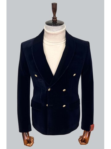 SUIT SARTORIA NAVY BLUE VELVET JACKET 4407