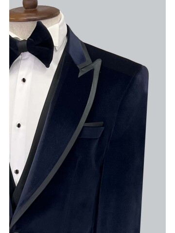 Navy Velvet Tuxedo Jacket | Elegant Men’s Velvet Wedding Suit 5580