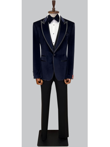 Navy Velvet Tuxedo Jacket | Elegant Men’s Velvet Wedding Suit 5580