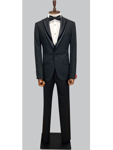 SUIT SARTORIA SİYAH SİVRİ YAKA DAMATLIK 5071