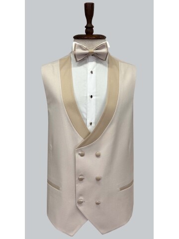 SUIT SARTORIA BIG SIZES REMOVABLE LAPEL BEIGE TUXEDO 5539
