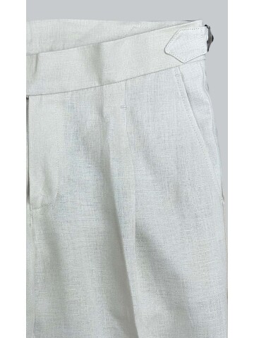 SUIT SARTORIA BEIGE SINGLE PLEAT LINEN TROUSERS 1155