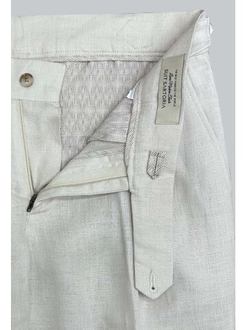 SUIT SARTORIA BEIGE SINGLE PLEAT LINEN TROUSERS 1155
