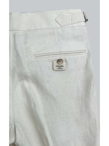 SUIT SARTORIA BEIGE SINGLE PLEAT LINEN TROUSERS 1155